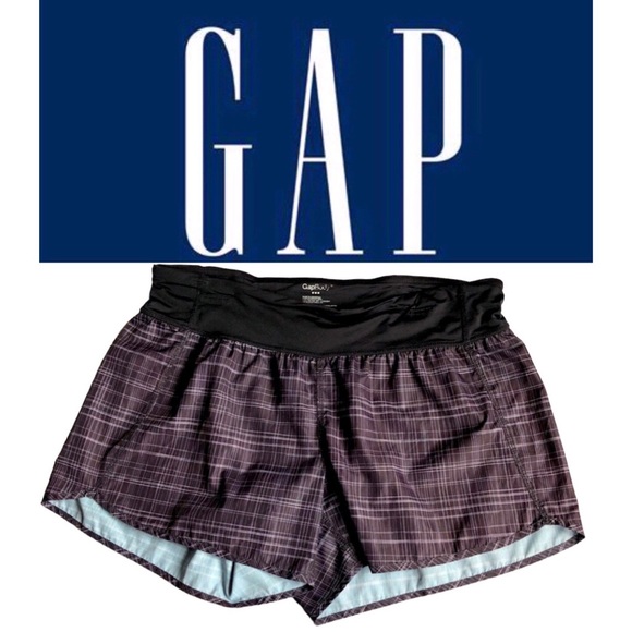 GAP BODY Active Shorts Gold Plaid Running Small Women’s - Picture 1 of 16